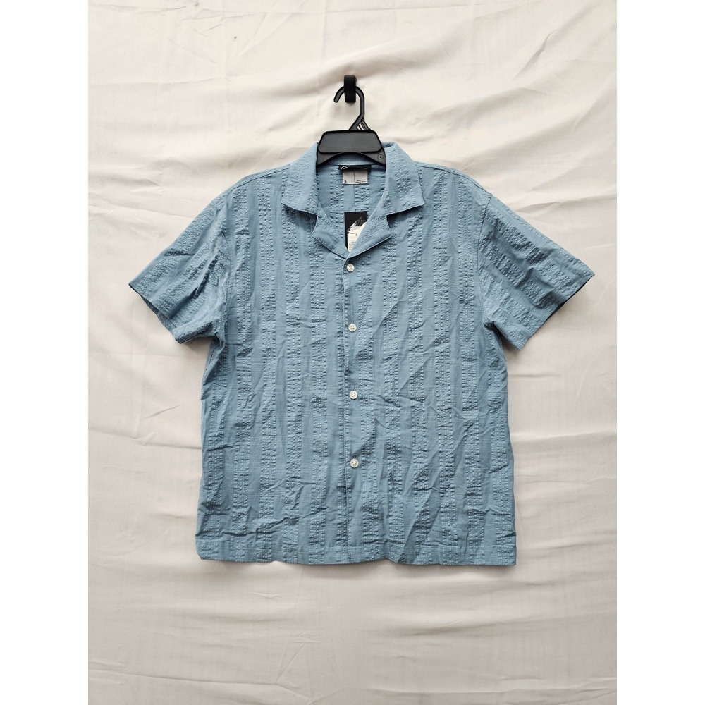 Original Use Mens Seersucker Button Up Blue Cotton Blend Casual Size Small